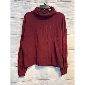 Sanctuary Burgundy Waffle Knit Turtleneck Sweater Pullover